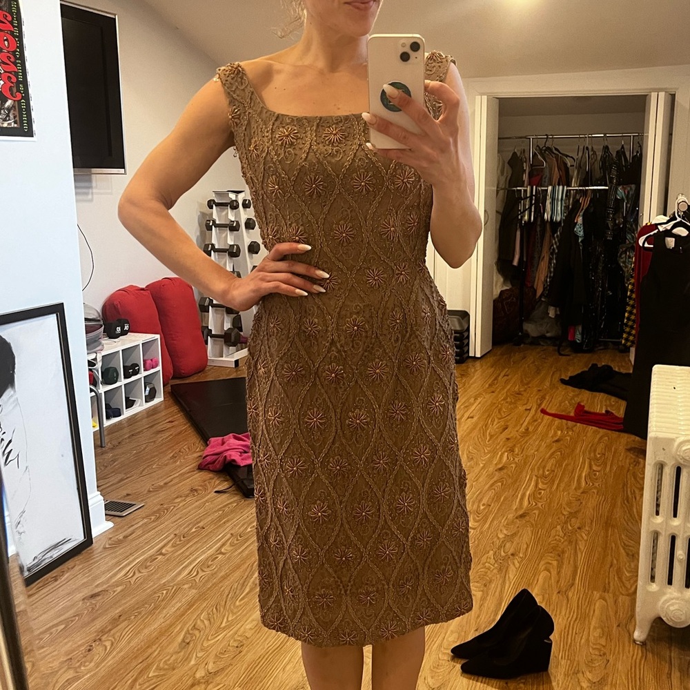 Vintage Beaded & Lace Sleeveless Dress